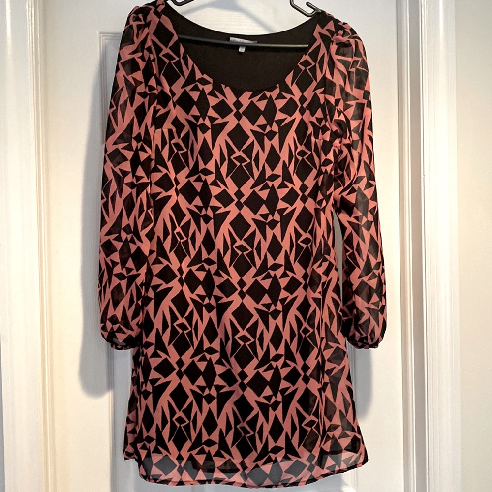 Charlotte Russe Black and Pink Dress with Geometric Print